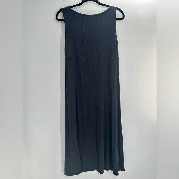 Eileen Fisher Womens Midi Dress Black Sleeveless Knit Stretch Minimalist PM - Picture 3 of 5